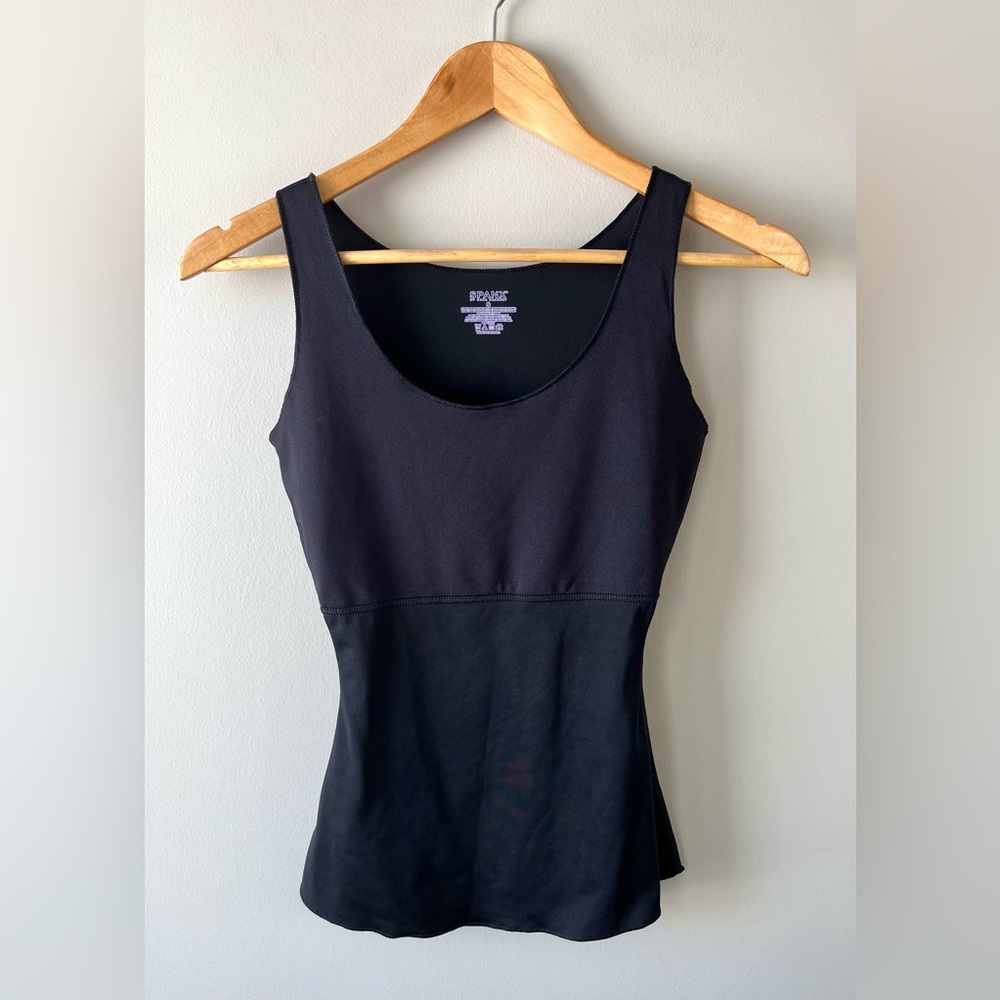 SPANX Black Shapewear Tank Top Size Small Scoop Neck -Layering Smooth